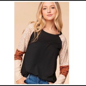 Long Sleeve Animal Print Top
